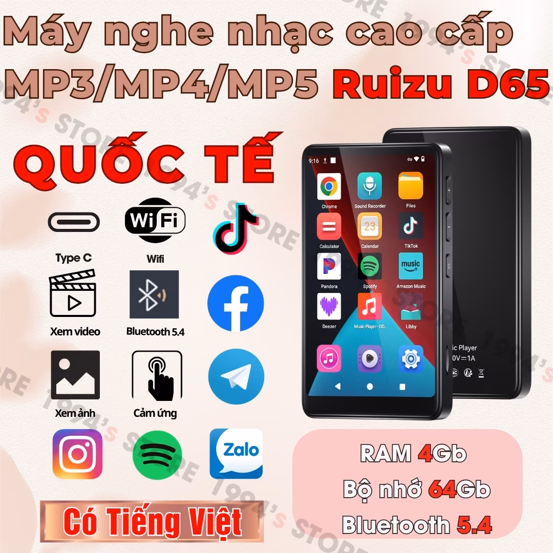 Máy Nghe Nhạc Android 14 Ruizu D65