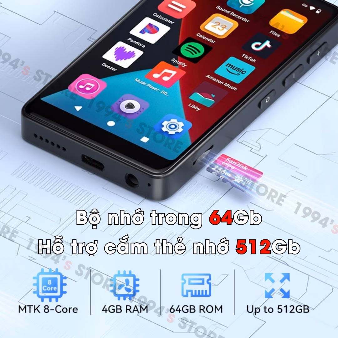 Máy Nghe Nhạc Android 14 Ruizu D65