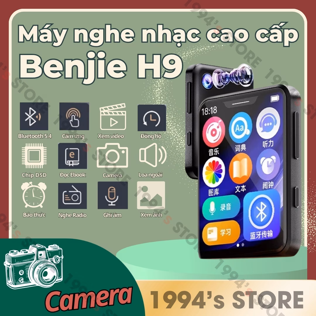 Máy nghe nhạc Benjie H9 Máy nghe nhạc có camera để quay phim chụp ảnh
