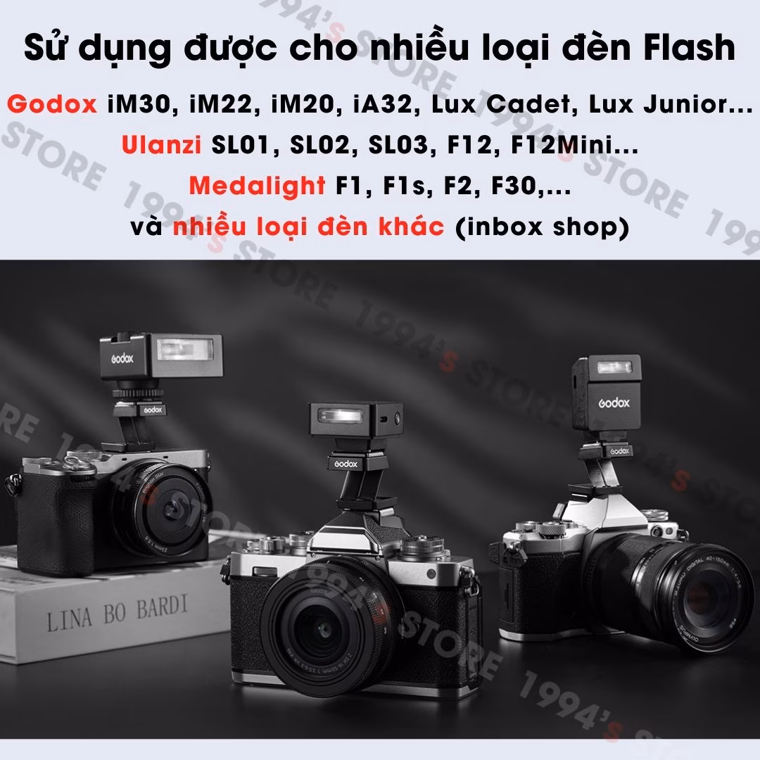 Godox FS-R Hotshoe Riser – Đế nâng chân điều chỉnh linh hoạt 90 độ dùng cho các đèn Flash Godox, Ulanzi, Medalight