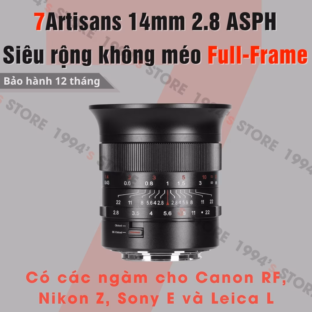 7Artisans 14mm F2.8 ASPH – Siêu rộng KHÔNG MÉO cho Full-Frame