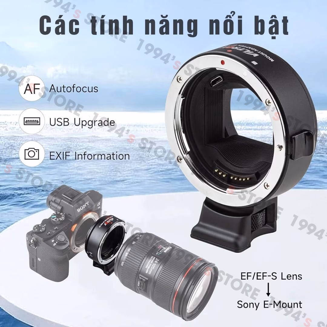 Ngàm chuyển Viltrox EF-NEX IV – Best adapter for Sony E-mount – Dùng lens Canon EF/EFs gắn trên body Sony