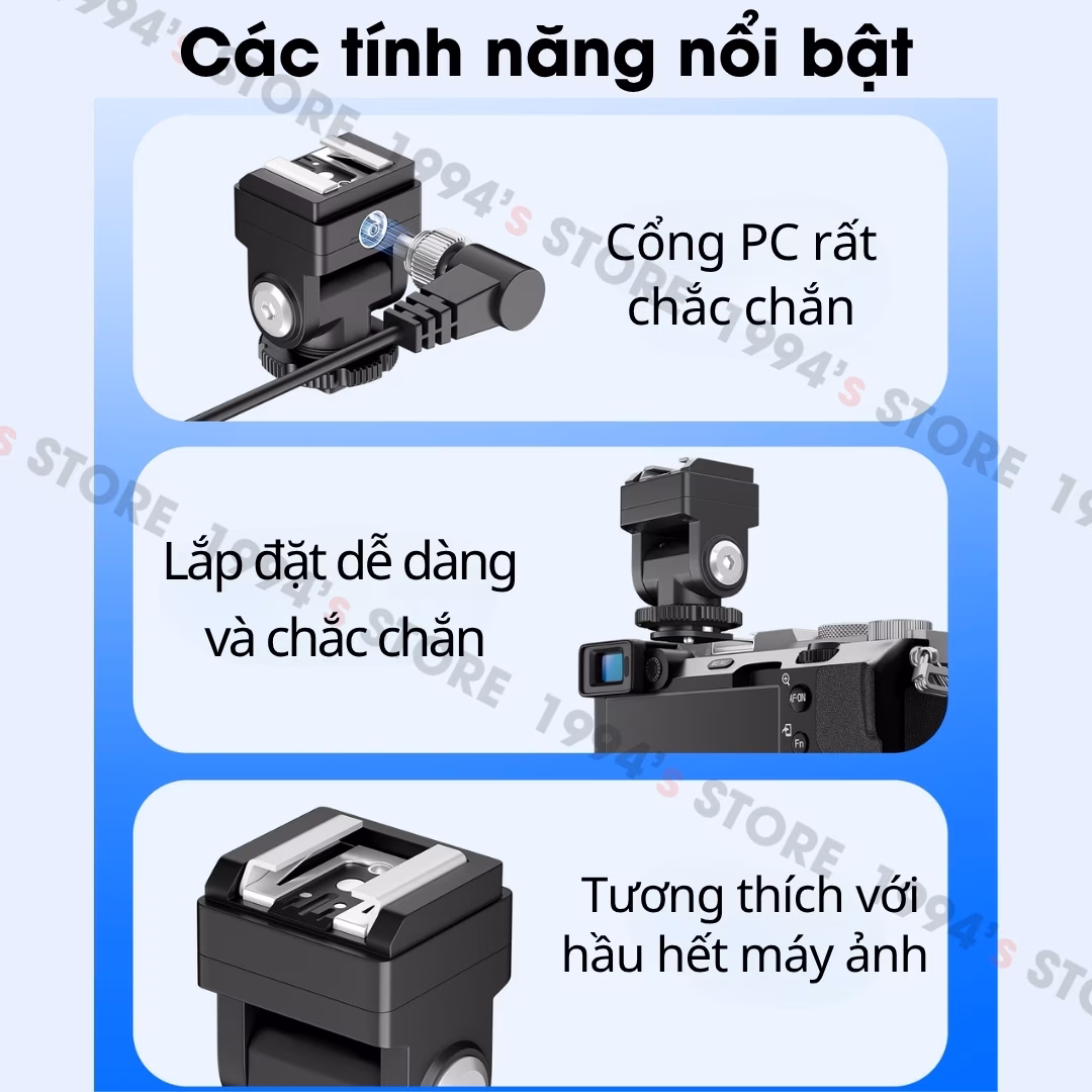 Đế nâng chân Hotshoe/Coldshoe có thể điều chỉnh góc linh hoạt 180 độ dùng cho các đèn Flash Godox, Ulanzi, Medalight….