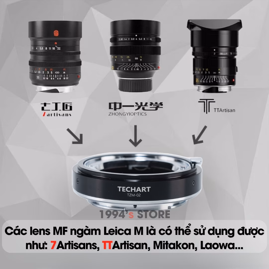 Ngàm chuyển Techart TZM-02 – Biến lens MF thành lens AF – Dùng cho máy ảnh Nikon Z sử dụng các ống kính ngàm Leica M
