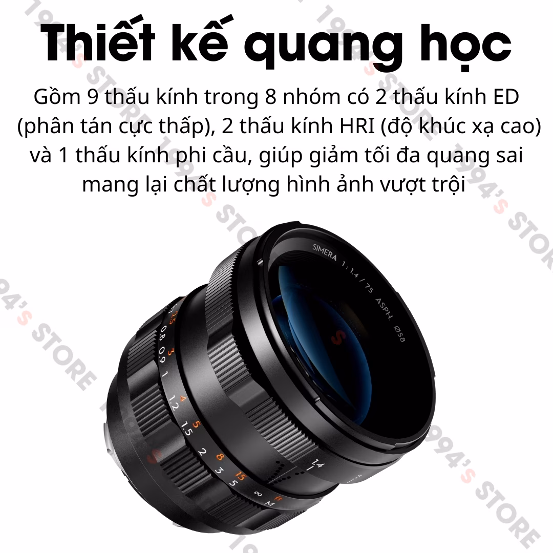 Thypoch Simera 75mm F1.4 ASPH Full-Frame – Có màu Black & Silver