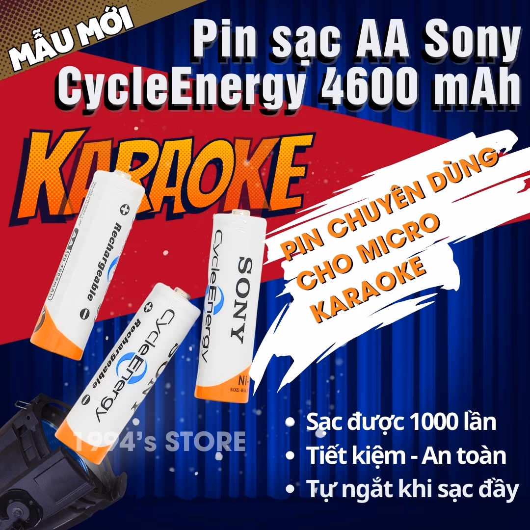 Combo bộ sạc Sony + pin đũa AAA 3A hoặc pin tiểu AA 2A Sony 1.2v