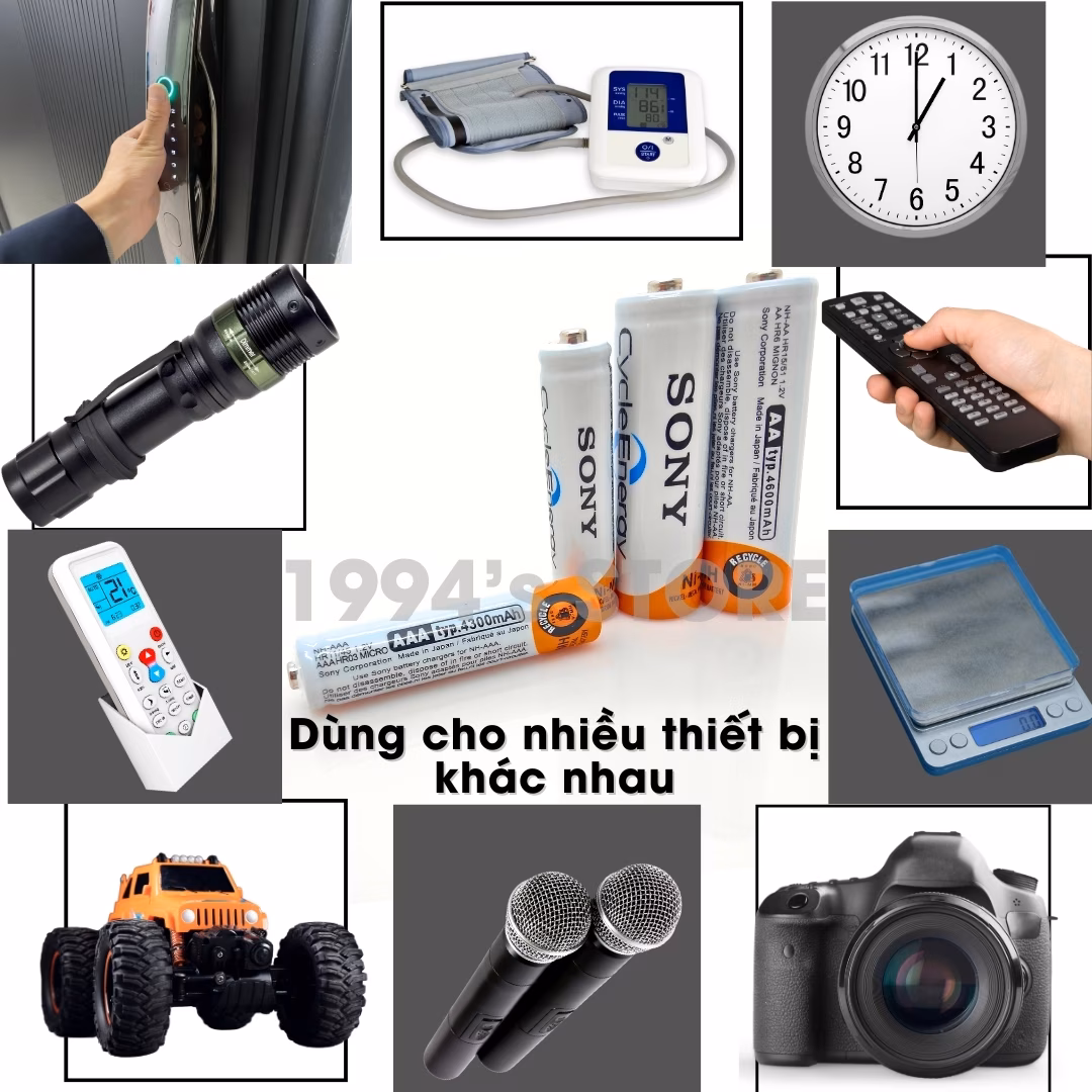 Combo bộ sạc Sony + pin đũa AAA 3A hoặc pin tiểu AA 2A Sony 1.2v