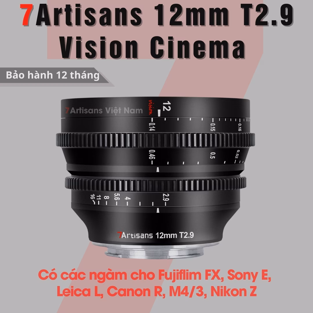 Bộ 4 lens Cine Vision 7Artisans 12mm T2.9 25mm T1.05 35mm T1.05 50mm T1.05
