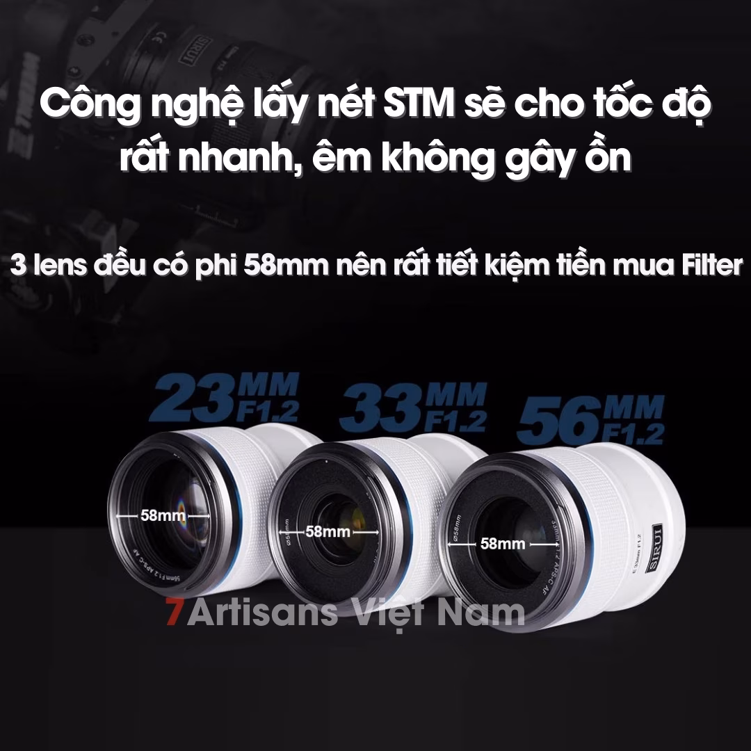 Bộ 3 lens SIRUI Sniper Series 23mm F1.2 , 33mm F1.2 và 56mm F1.2 AF