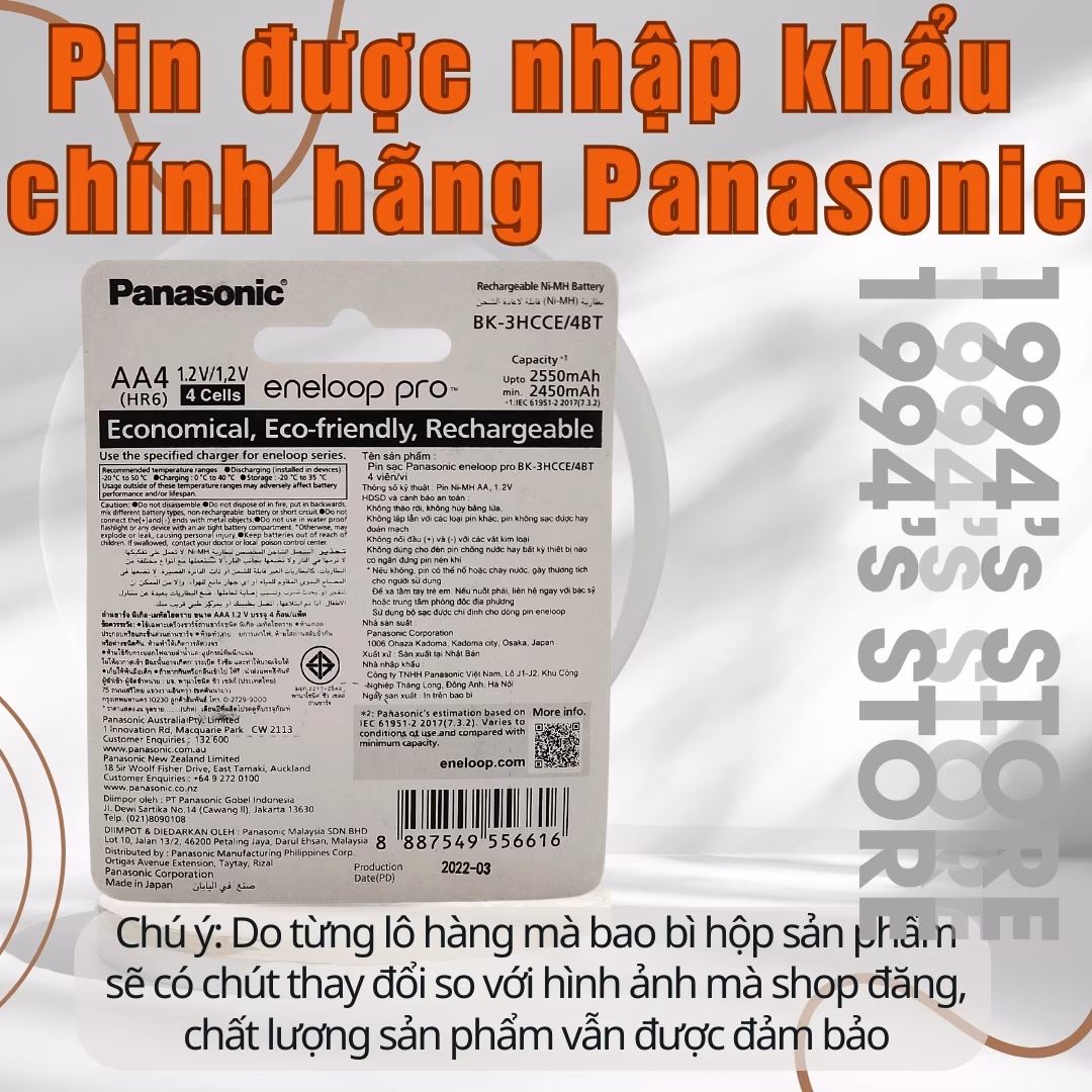Pin sạc AA/AAA Panasonic Eneloop Pro 2550mAh 950mAh – tái sử dụng 500 lần
