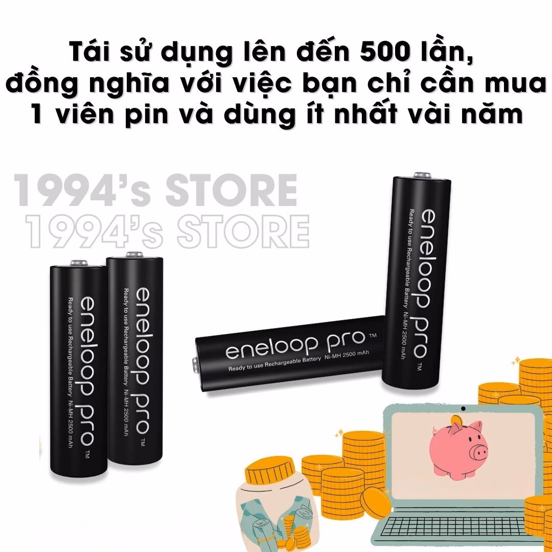 Pin sạc AA/AAA Panasonic Eneloop Pro 2550mAh 950mAh – tái sử dụng 500 lần