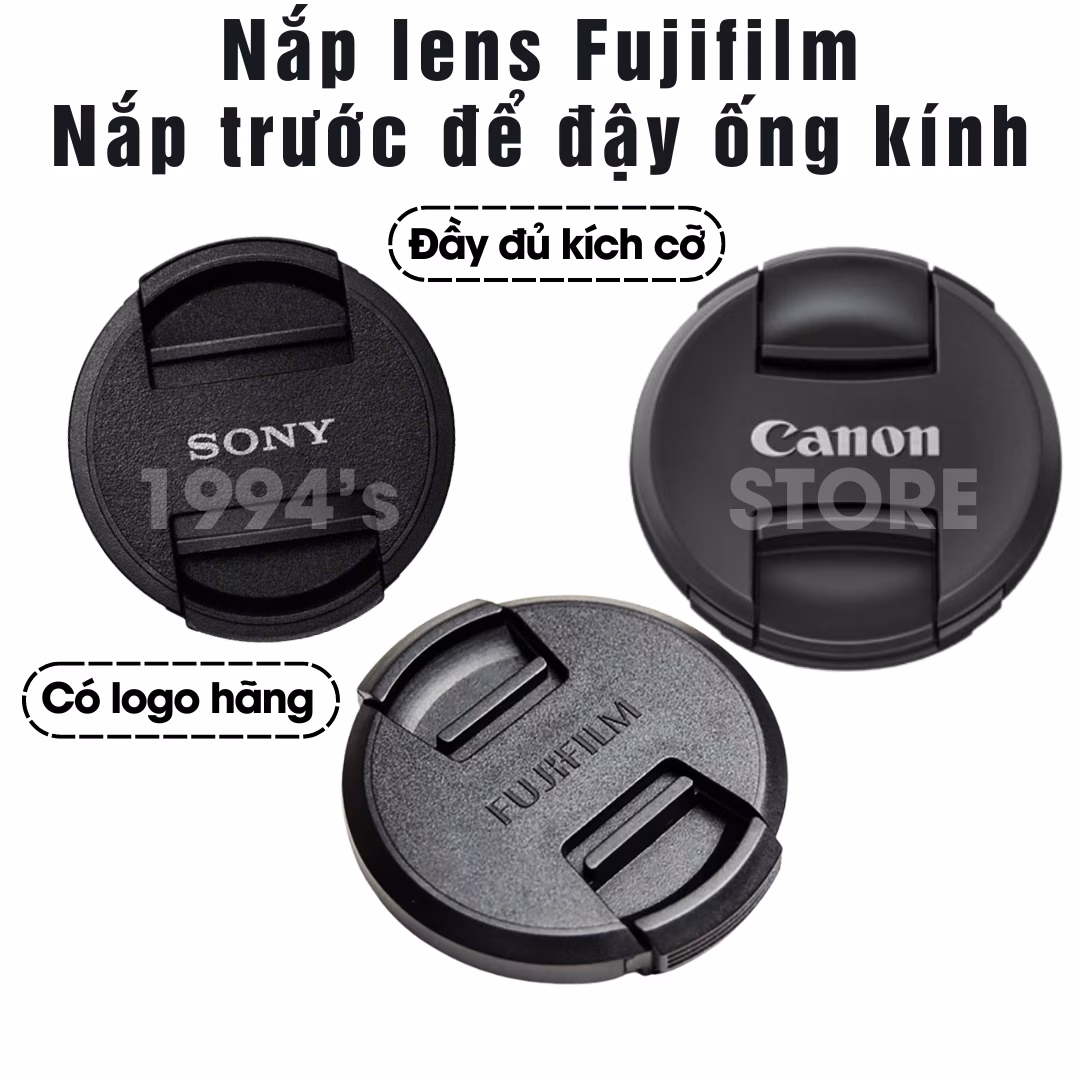 Cap trước cho lens, nắp đậy ống kính cho Fujifilm, Canon, Sony