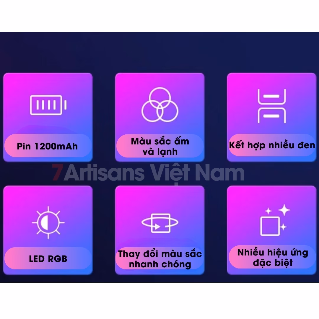 Đèn led hỗ trợ quay phim chụp ảnh W70 70 Led RGB – Pin sạc – Type C – Nhiều hiệu ứng màu sắc cho máy ảnh, điện thoại….