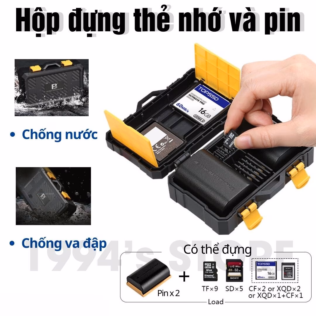 Hộp đựng thẻ nhớ và pin máy ảnh – Chống nước , chống va đập