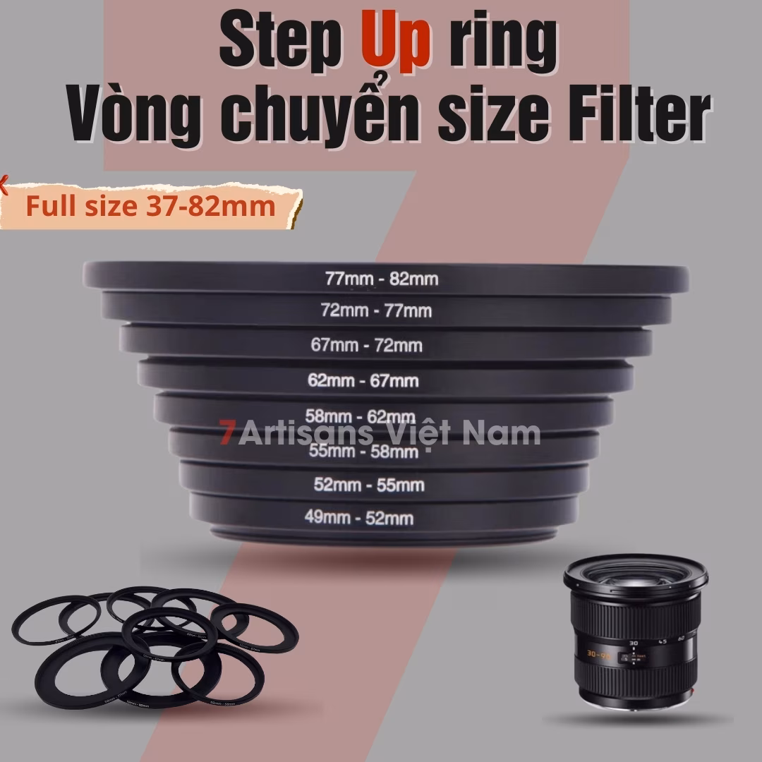 Step up ring – Vòng chuyển size Filter của ống kính -Từ 37mm – 82mm