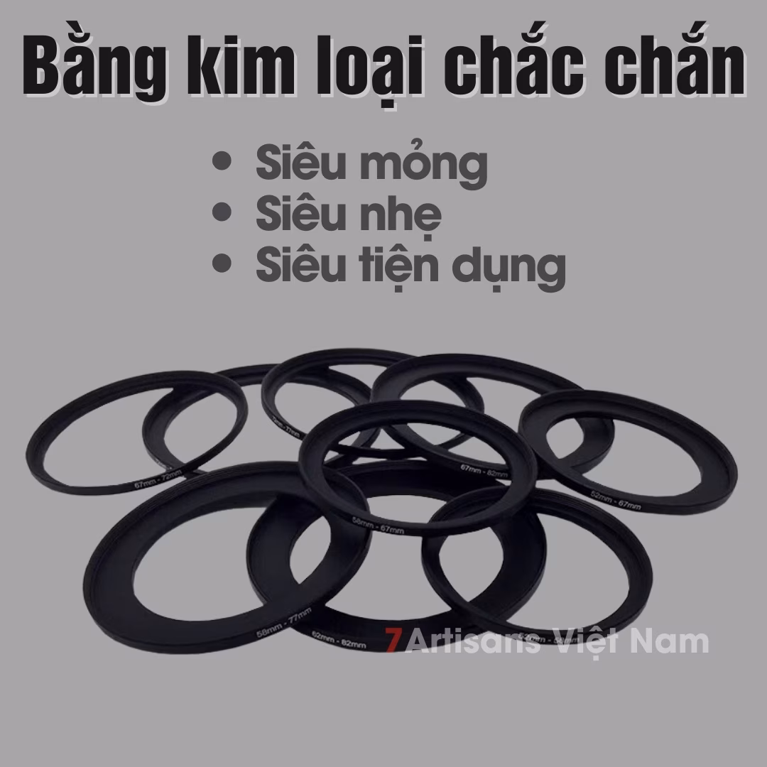 Step up ring – Vòng chuyển size Filter của ống kính -Từ 37mm – 82mm