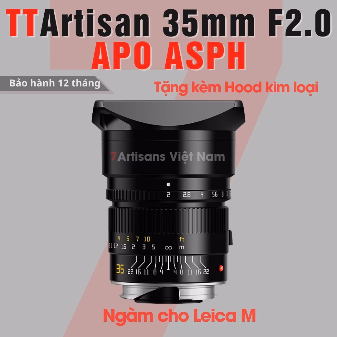 TTArtisan 35mm F2.0 APO ASPH dành cho ngàm Leica M – Tặng kèm Hood kim loại
