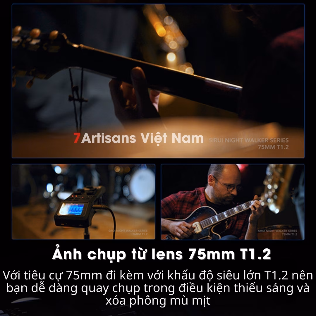 Set 2 lens SIRUI Night Walker T1.2 Super35 Cine 16mm và 75mm