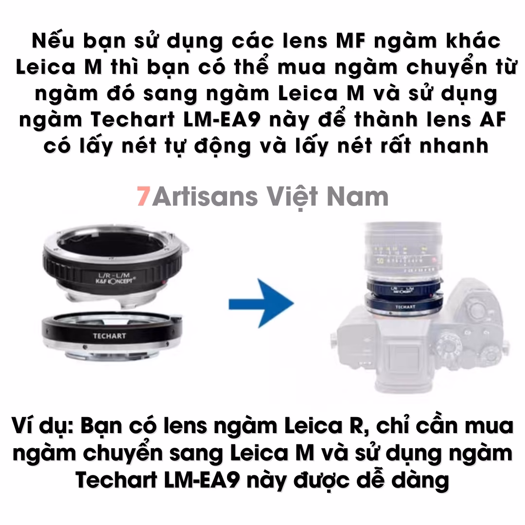 Ngàm Techart LM-EA9 biến lens MF thành lens AF