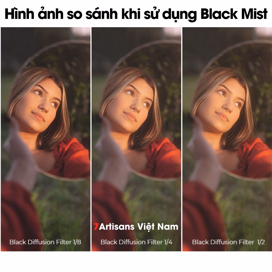 Filter Black Mist Diffusion 1/2 1/4 1/8 đầy đủ kích cỡ từ 39mm đến 82mm – Kính lọc 7Artisans – Tạo hiệu ứng Cinematic