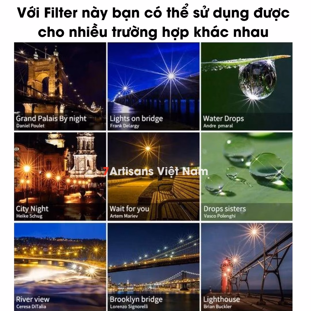 Filter sao StarCross – Kính lọc tạo hiệu ứng tia sao 4-6-8 cánh – Từ 37mm đến 82mm