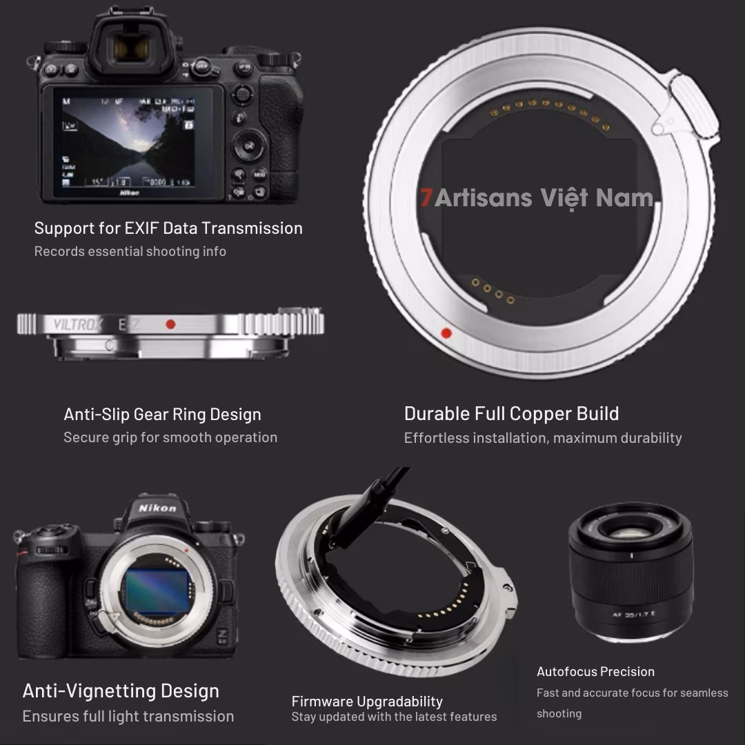 Ngàm chyển Viltrox E-Z Auto Focus Lens Sony gắn máy Nikon Z