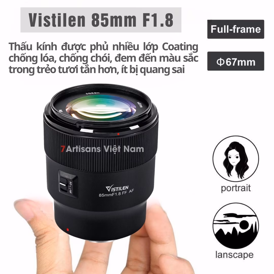 Vistilen 85mm F1.8 Auto Focus cho Canon R/RF
