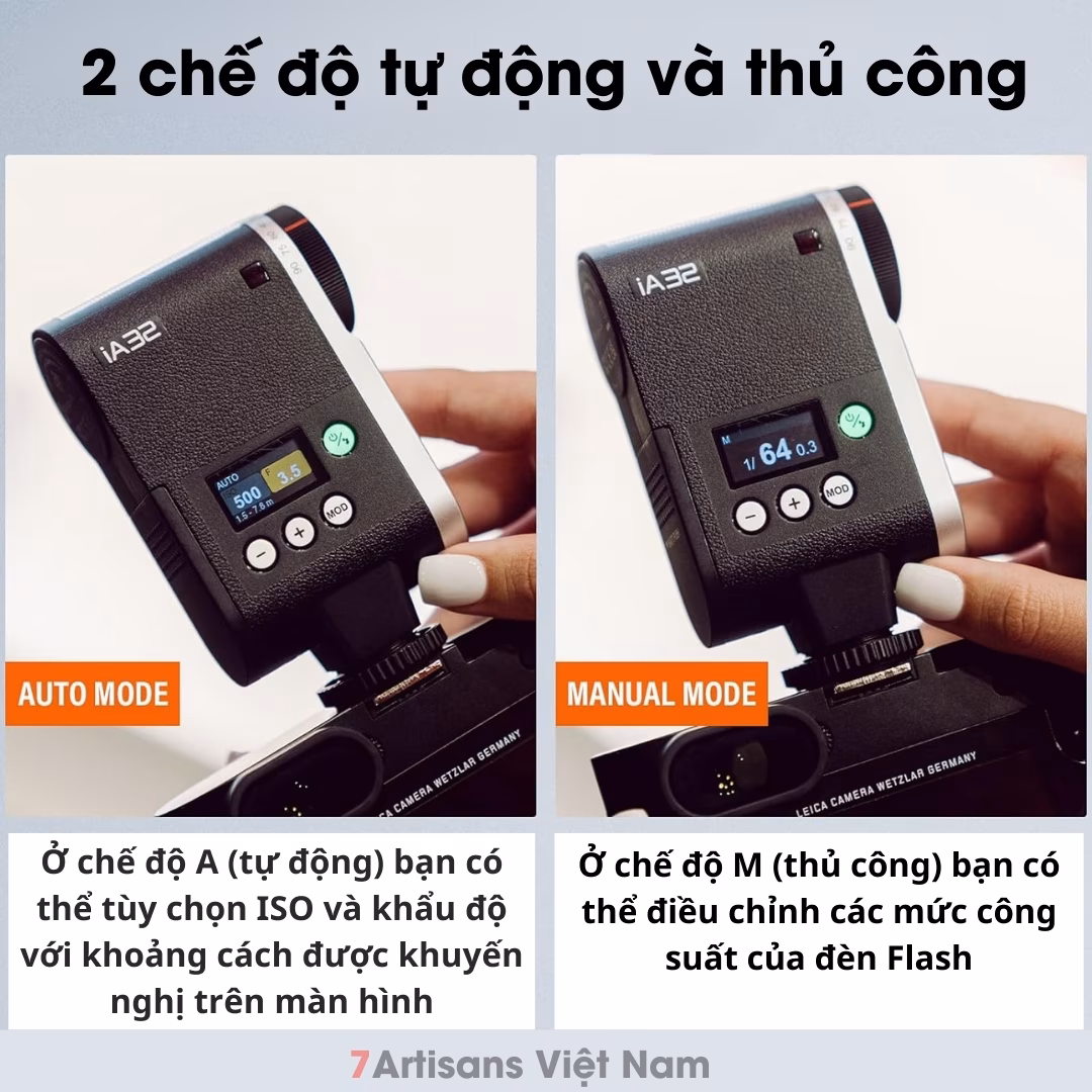 Đèn Flash Godox iA32 dùng cho mọi máy ảnh đa chế độ Auto và Manual
