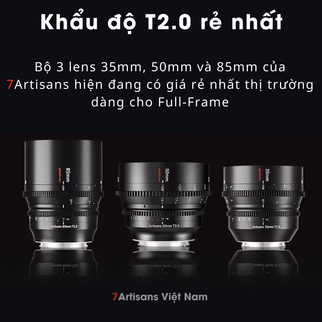 Bộ 4 lens quay phim 7Artisans Spectrum Cinema Lenses for Full-Frame 14mm T2.9, 35mm T2.0, 50mm T2.0, 85mm T2.0