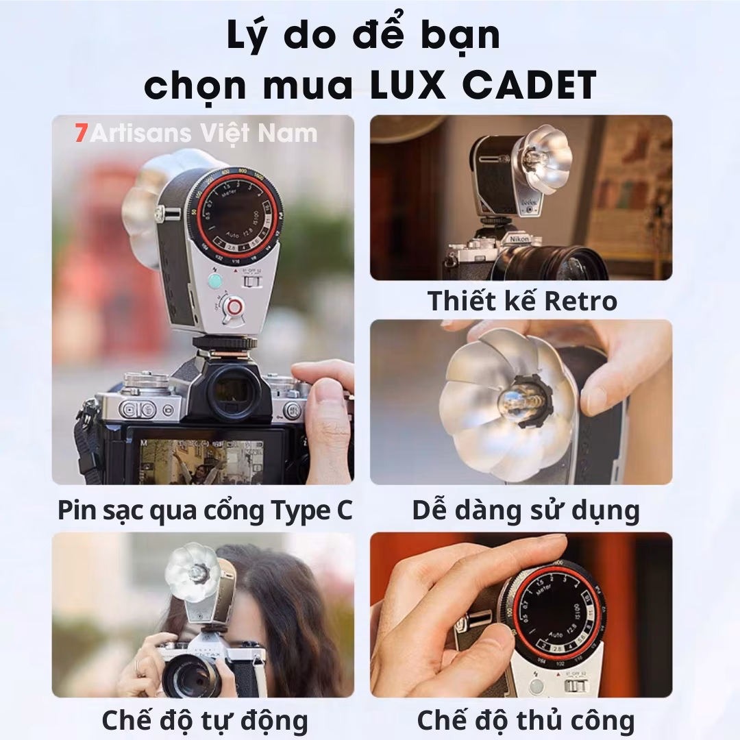 Đèn Flash Godox Lux Cadet Retro kèm tản sáng – Thiết kế cổ điển – Dùng cho nhiều loại máy ảnh khác nhau