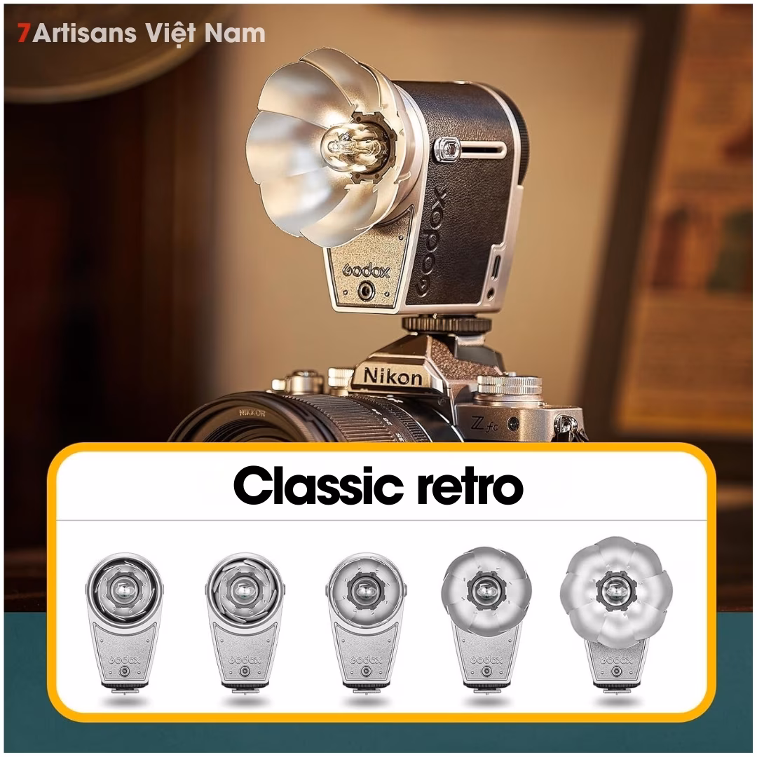 Đèn Flash Godox Lux Cadet Retro kèm tản sáng – Thiết kế cổ điển – Dùng cho nhiều loại máy ảnh khác nhau