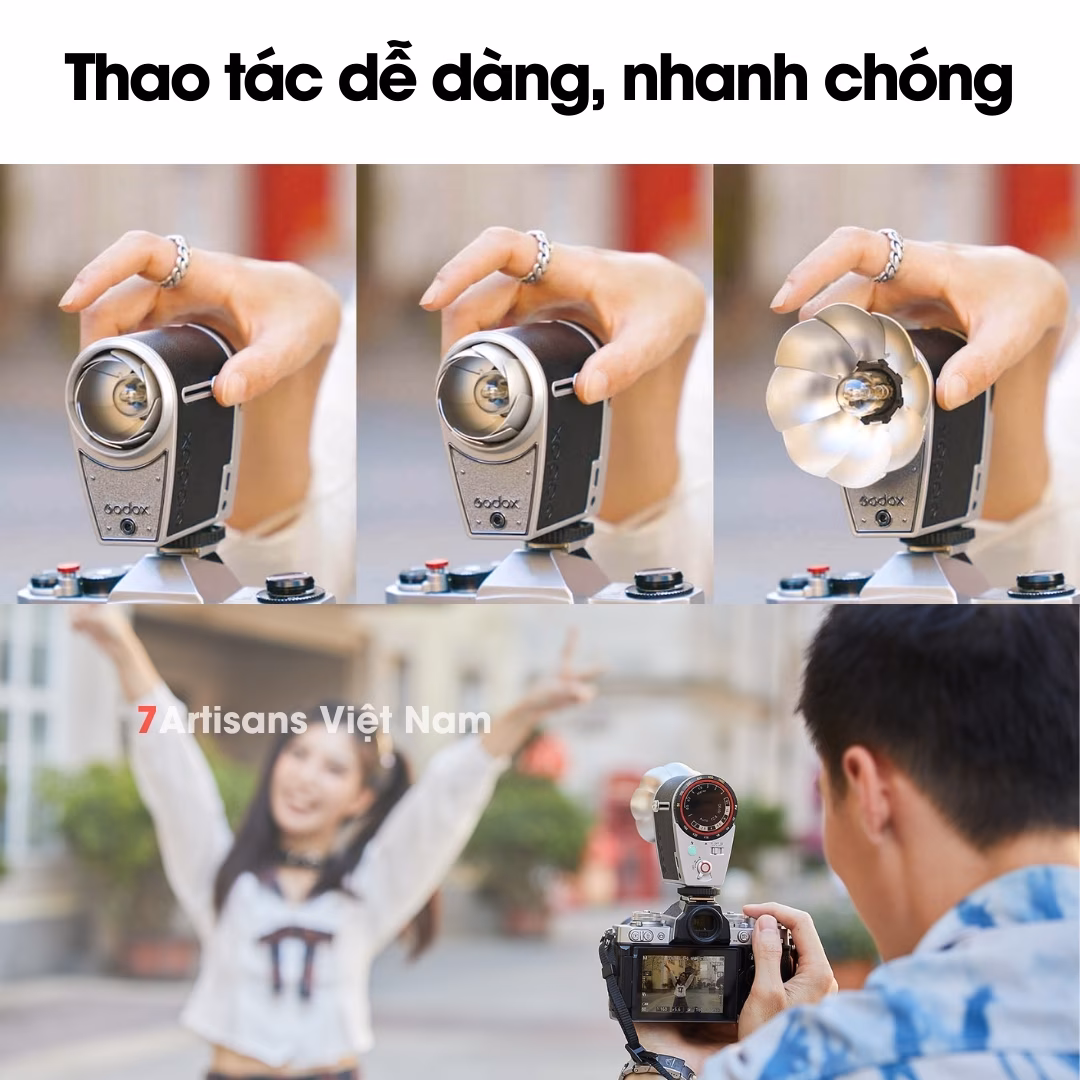 Đèn Flash Godox Lux Cadet Retro kèm tản sáng – Thiết kế cổ điển – Dùng cho nhiều loại máy ảnh khác nhau