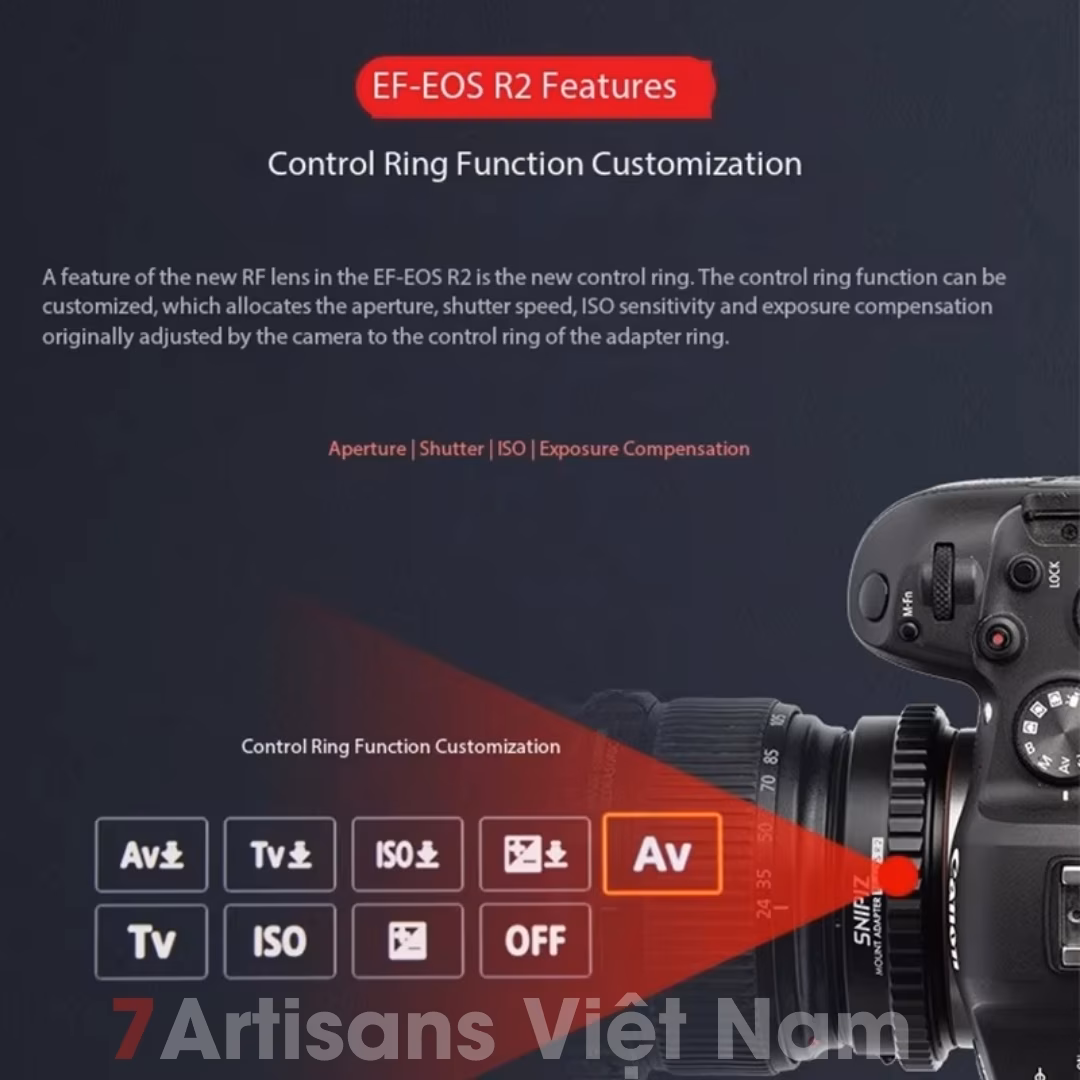 Ngàm chuyển AF Auto Focus Viltrox Snipiz EF-EOS R2 (EF-RF) cho ống kính Canon EF/EF-S dùng cho máy ảnh ngàm R/RF
