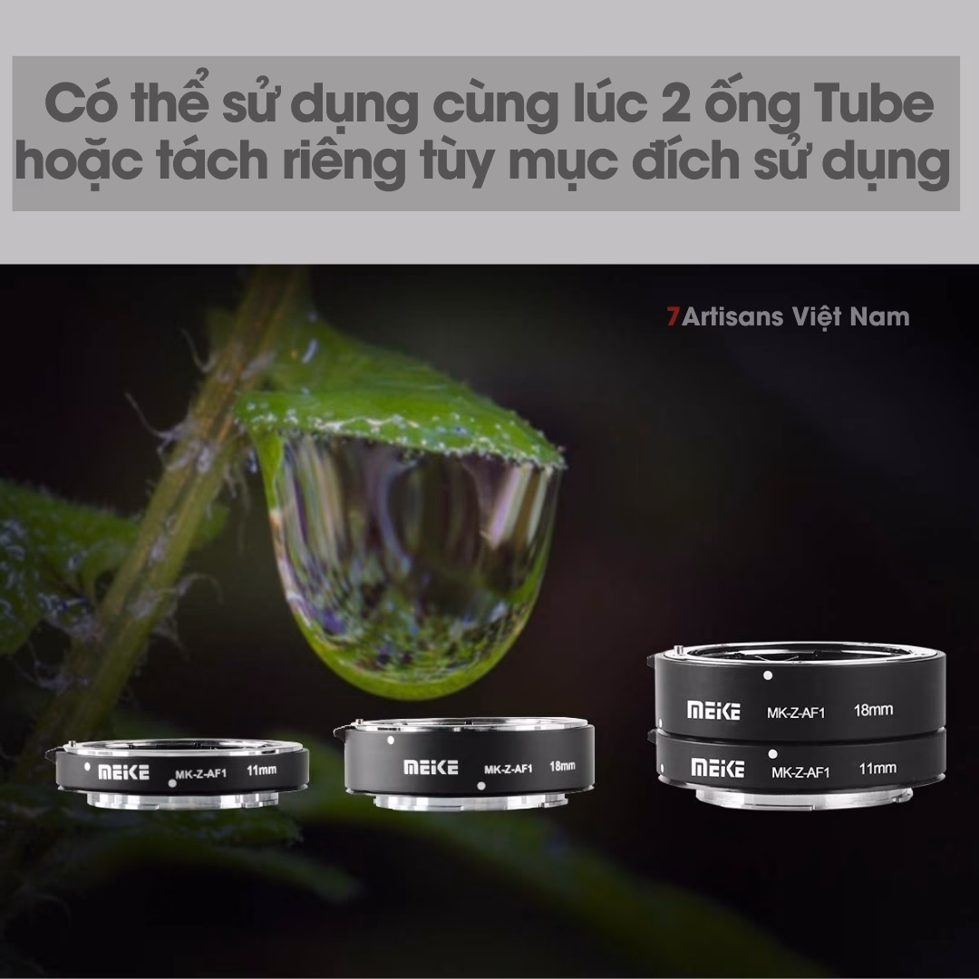 Combo 2 Tube Macro AF Meike MK-Z-AF1 và MK-RF-AF1 cho Nikon Z và Canon RF – Ngàm chụp Macro cho lens AF và MF