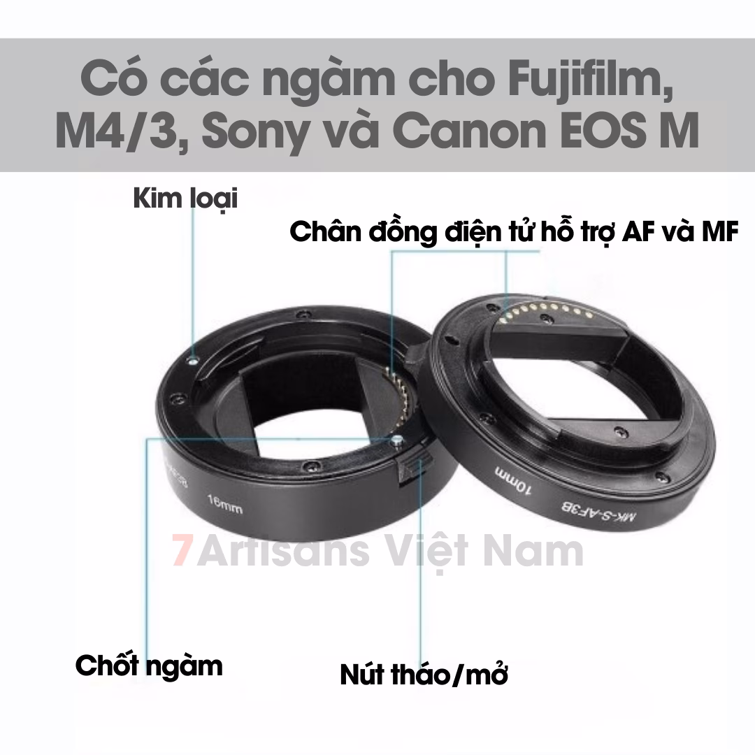 Bộ 2 Tube Macro AF Meike MK-F-AF3 dành cho Fujifilm, Sony, M4/3, Canon EOS M – Ngàm chụp Macro cho lens AF/MF