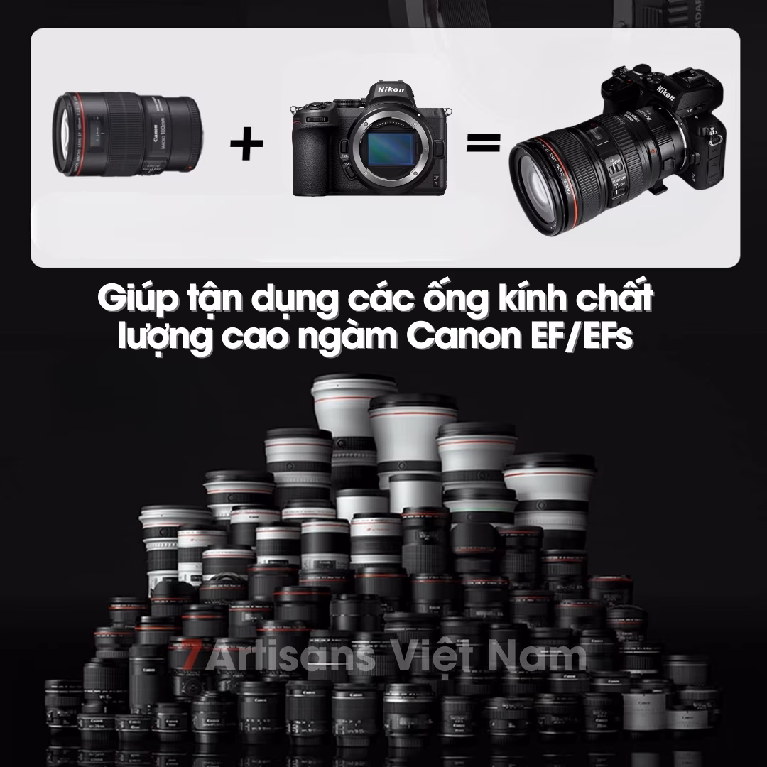 Ngàm chuyển 7Artisans dùng cho máy ảnh Nikon Z – Gắn các lens ngàm Canon EF