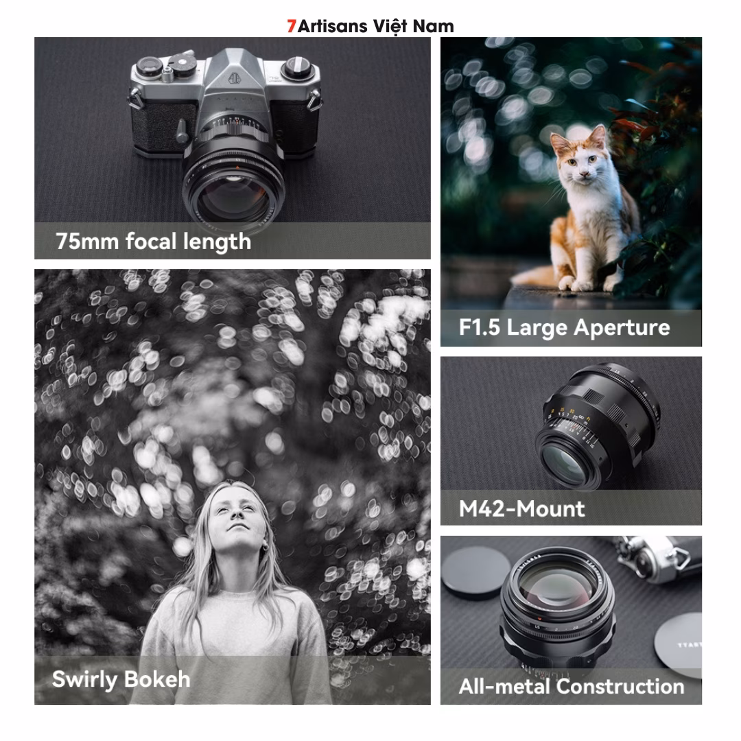 TTArtisan 75mm F1.5 Swirly Bokeh Full-Frame for M42 – Lens có hiệu ứng bokeh xoáy chuyên để chụp ảnh chân dung