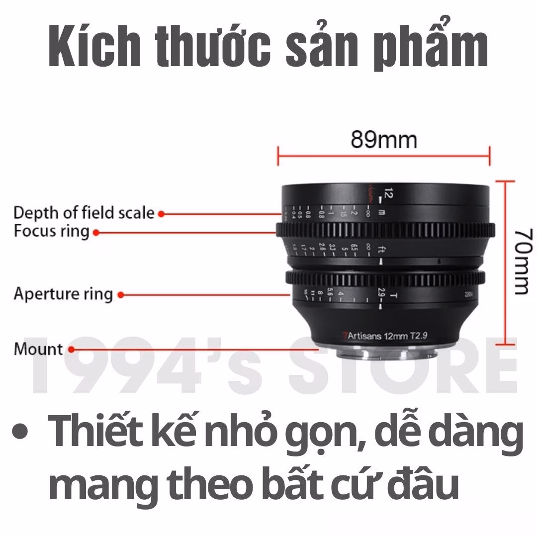 7Artisans 12mm T2.9 Vision Cine – Lens siêu rộng