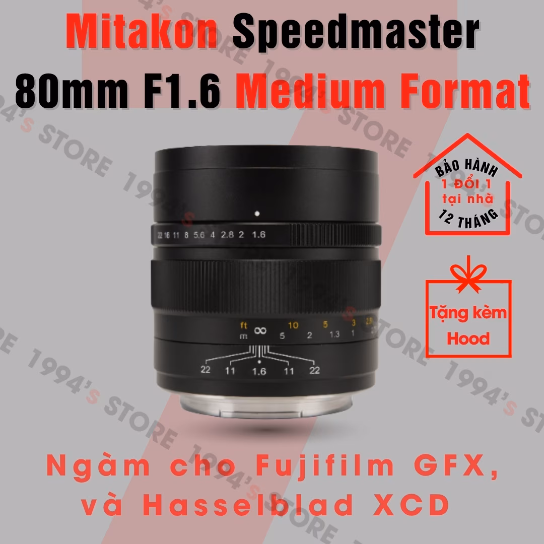 Ống kính Zhongyi Mitakon Speedmaster 80mm F1.6 for Fujifilm GFX/Hasselblad XCD