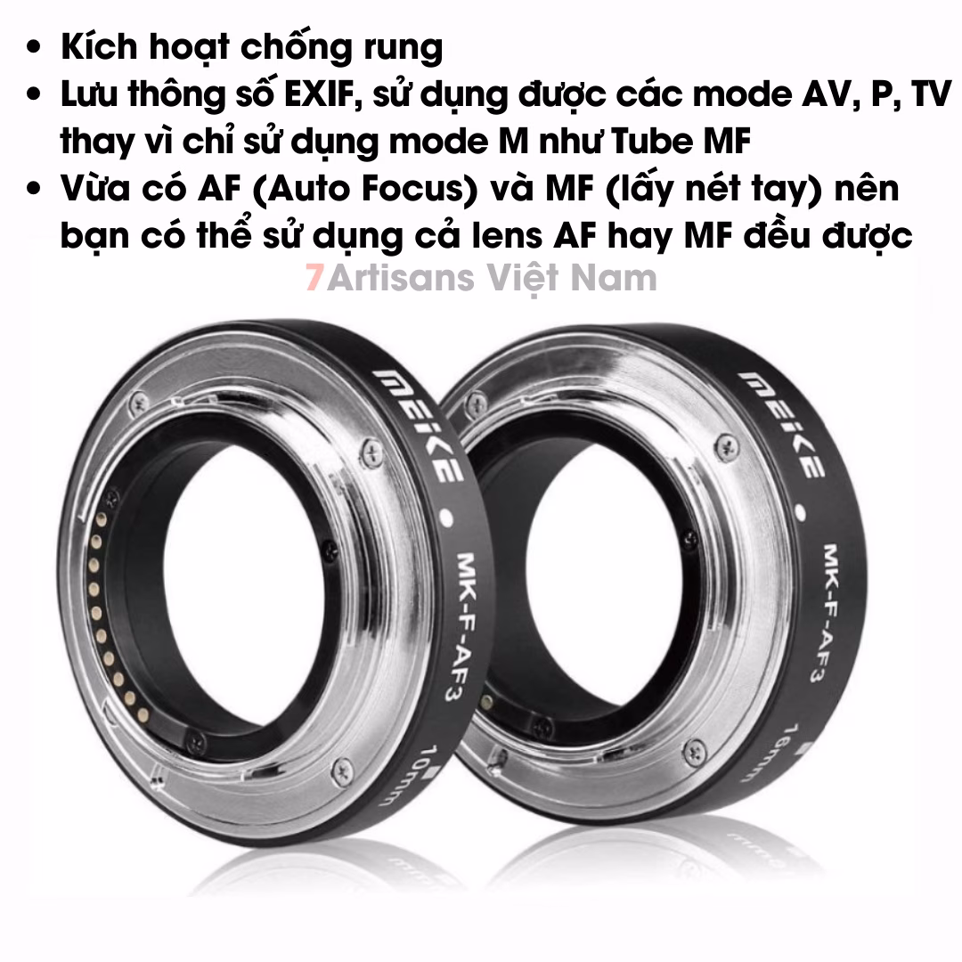 Combo 2 ống Tube Macro AF Meike MK-S-AF3A- Ngàm chụp Macro