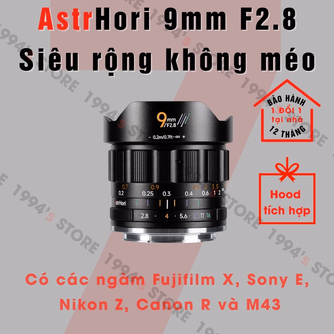 AstrHori 9mm F2.8 Ultra Wide siêu rộng KHÔNG MÉO