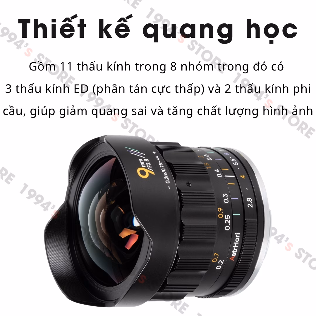 AstrHori 9mm F2.8 Ultra Wide siêu rộng KHÔNG MÉO