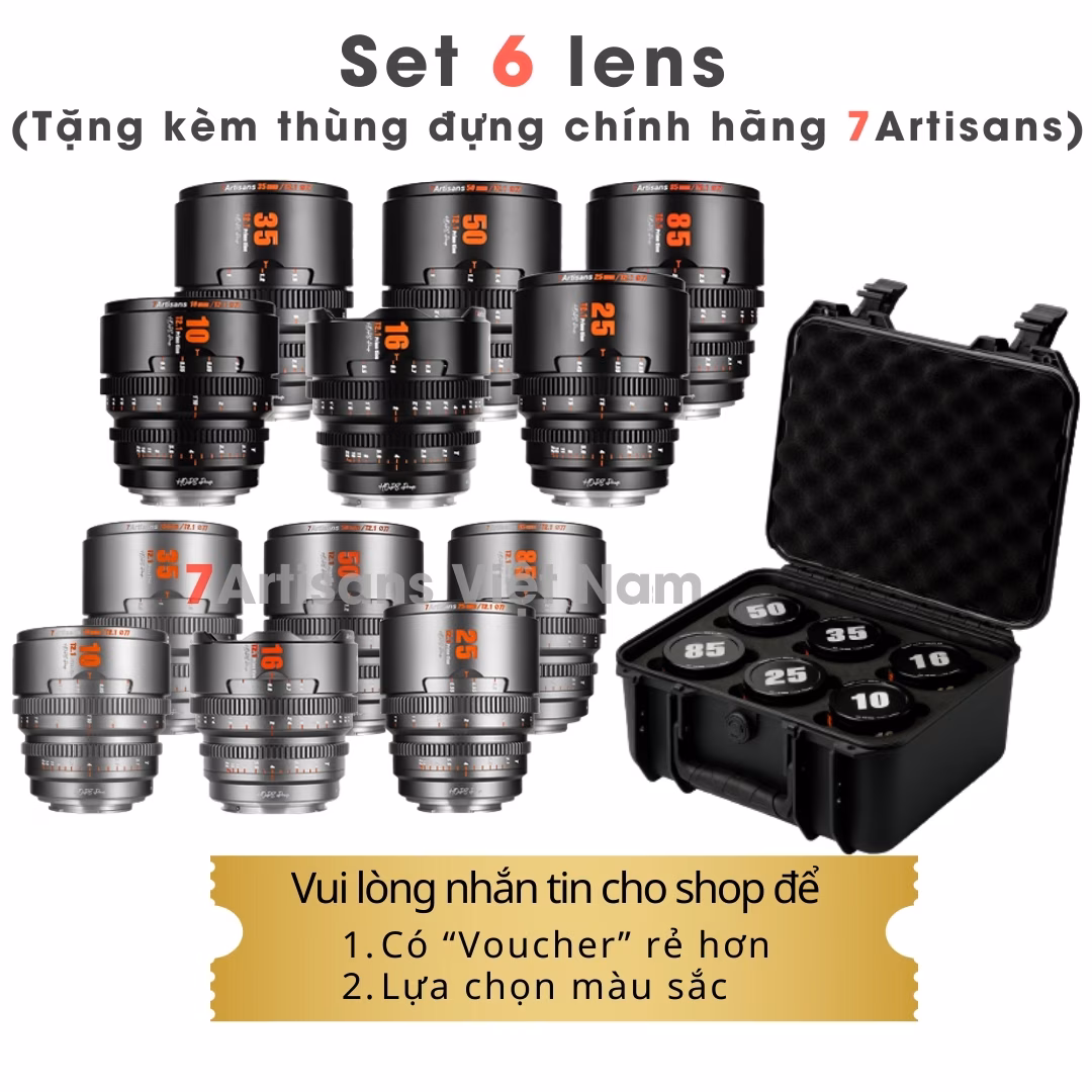Set 3 lens 7Artisans Hope S35 Cine Lens – Ống kính chuyên quay phim 10mm, 16mm, 25mm, 35mm, 50mm và 85mm T2.1 Super35