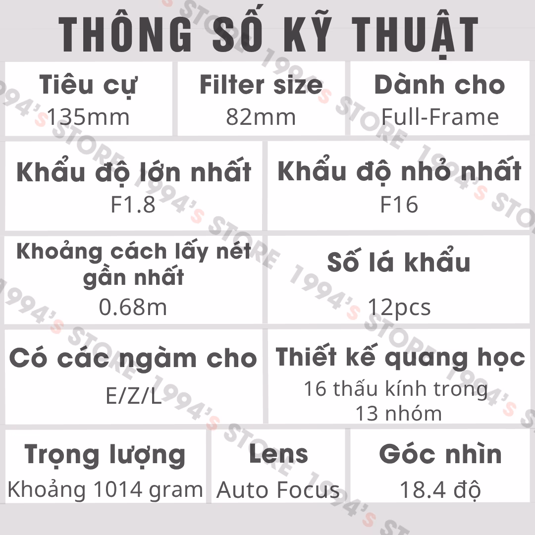 Ống kính 135mm F1.8 lấy nét tự động