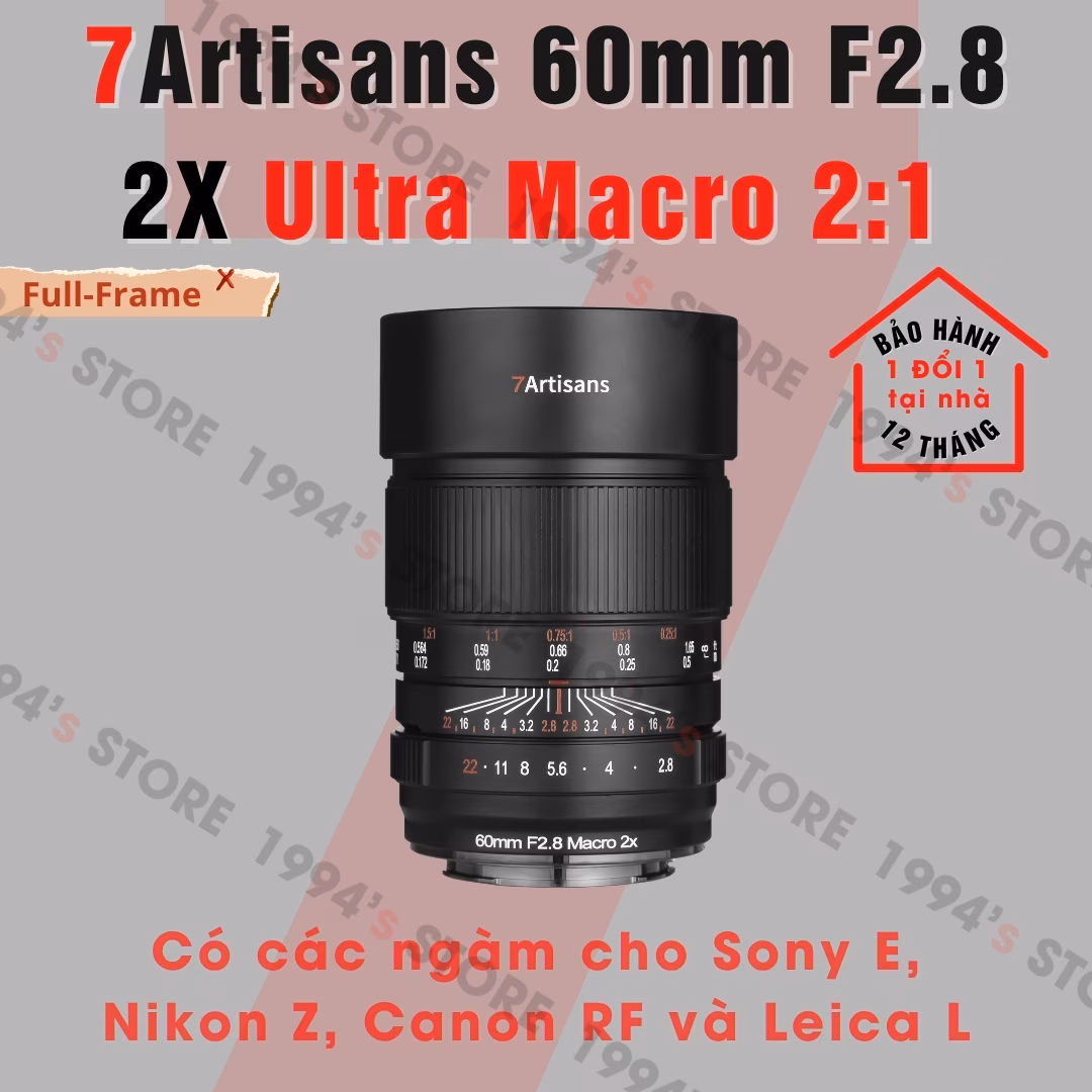 Ống kính 7Artisans 60mm F2.8 2X UltraMacro 2:1 for Full-Frame