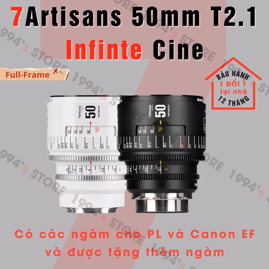 Ống kính 7Artisans 50mm T2.1 Infinte Cine ngàm Canon EF/ngàm PL