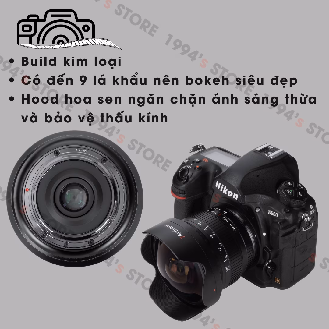 Lens mắt cá cho Nikon D3400 D5600 D7500