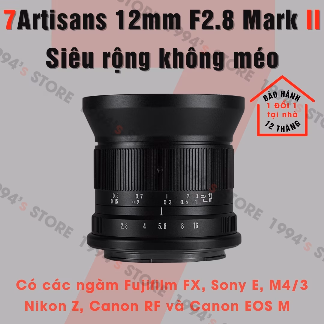 Ống kính 7Artisans 12mm F2.8 Mark II - Siêu rộng KHÔNG méo