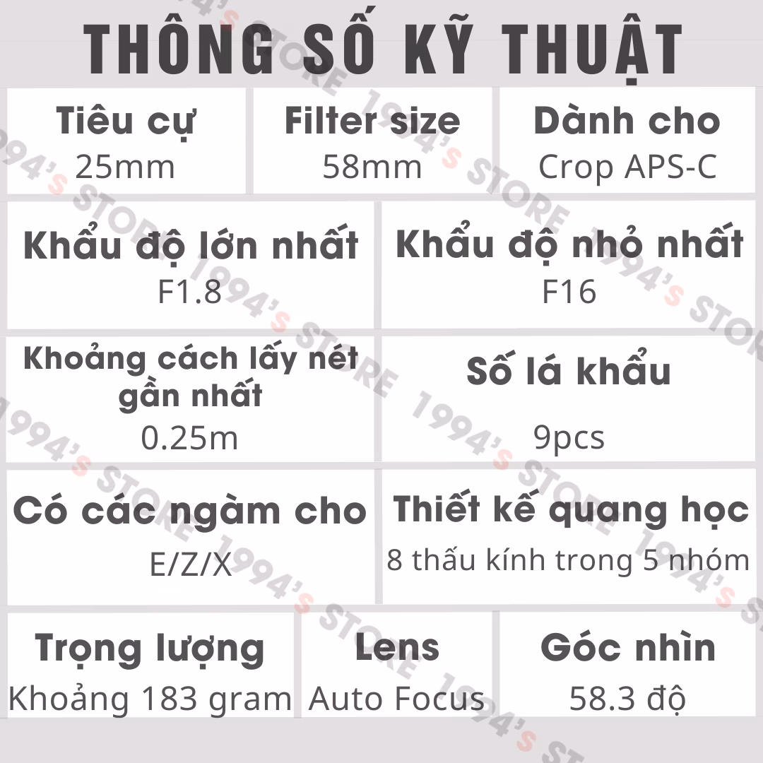 7Artisans 25mm F1.8 Lite AF chính hãng
