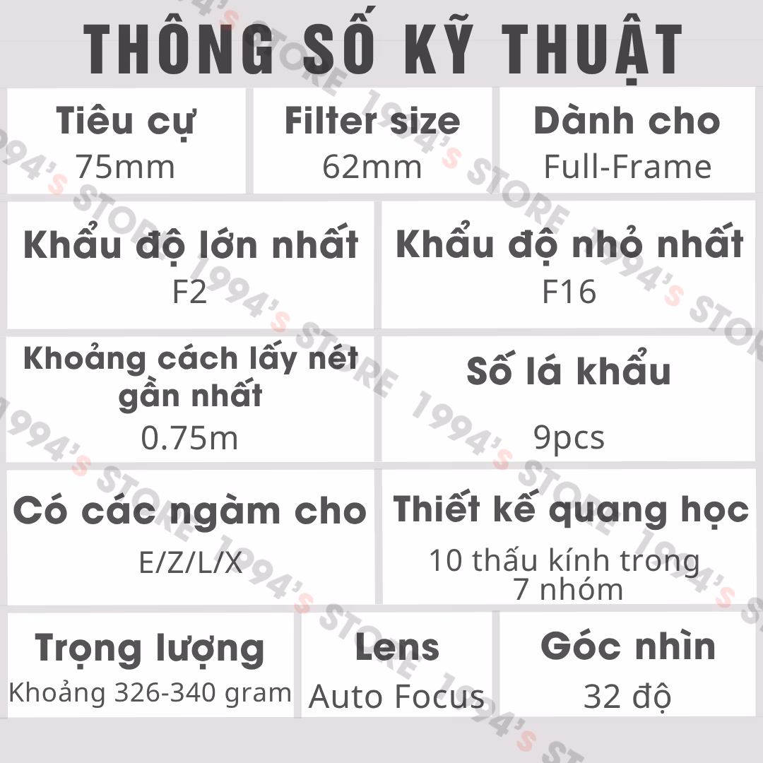 Lens 75mm F2 AF lấy nét mắt và khuôn mặt